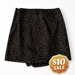 & Other Stories Black Gold Speck Mini Skirt Size 6 A-Line Party Zip